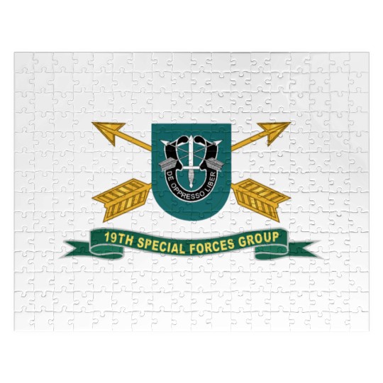 Army 19th Special Forces Group Flash w Br Ribbon Jigsaw Puzzles
