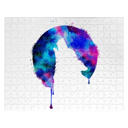 Howling wolf full moon wolves galaxy stars sky Jigsaw Puzzles