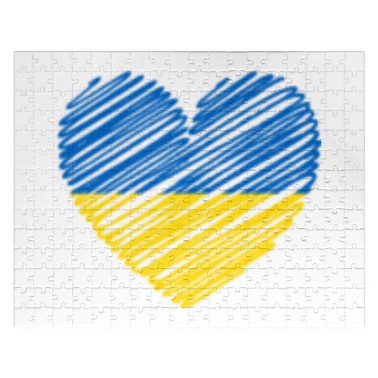 I Stand With Ukraine Ukrainian Heart Flag Jigsaw Puzzles