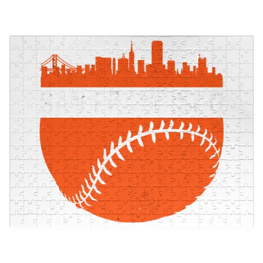 Vintage Downtown San Francisco Cali Skyline Baseba Jigsaw Puzzles