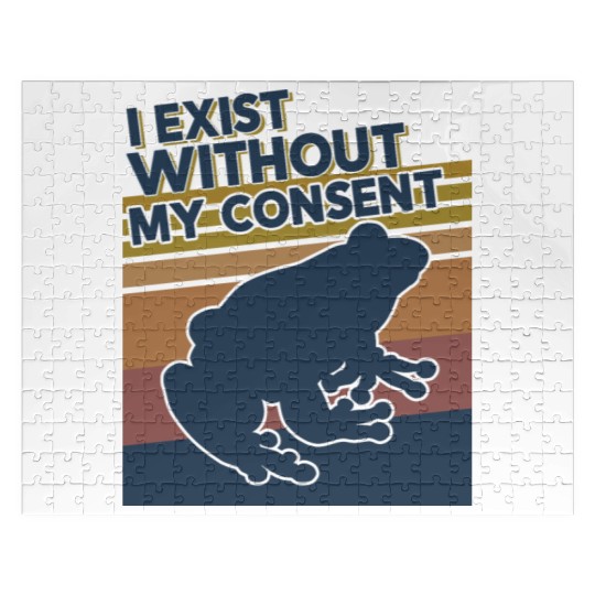 I Exist Without My Consent Funny Frog Depression Jigsaw Puzzles
