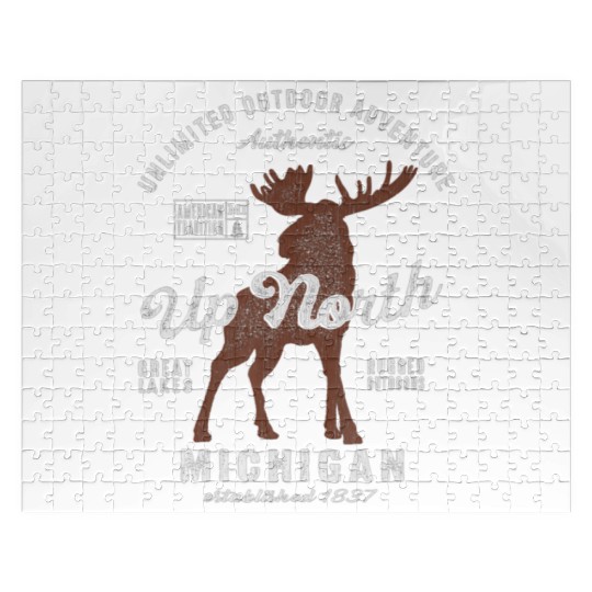 Moose UP North Michigan Cool Michigan Vintage Jigsaw Puzzles