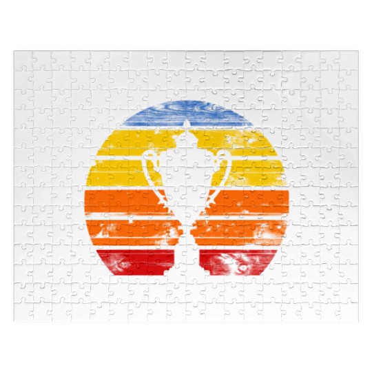 Funny Trophy Step Dad Retro Sunset Fathers Day Jigsaw Puzzles