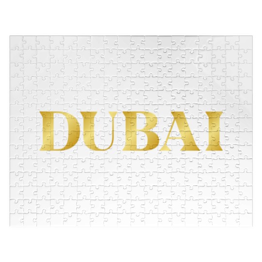 Modern Gold Glam Dubai City Typography Jigsaw Puzzles