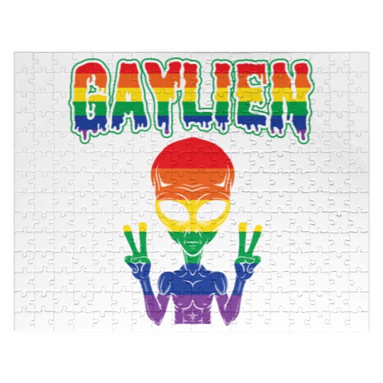 LGBT Funny Gay Alien Gaylien Rainbow Pride Gift Jigsaw Puzzles