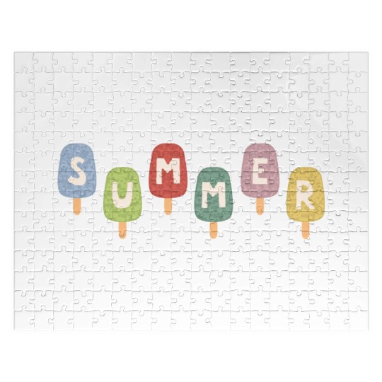 Colorful ICE CREAM STICKS with SUMMER Word Jigsaw Puzzles
