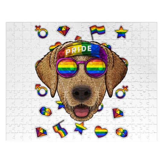 LGBT Labrador Retriever Gay Pride Month Dog Rainbo Jigsaw Puzzles