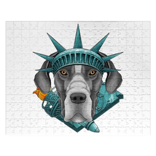 Statue Of Liberty Great Dane 4th Of July Dog USA A Jigsaw Puzzles