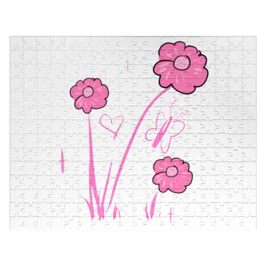 flowers pink butterfly nature heart Jigsaw Puzzles