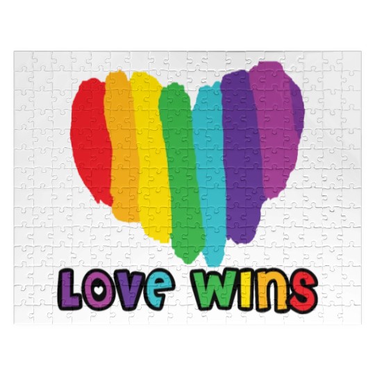 Love wins, pride rainbow heart Jigsaw Puzzles