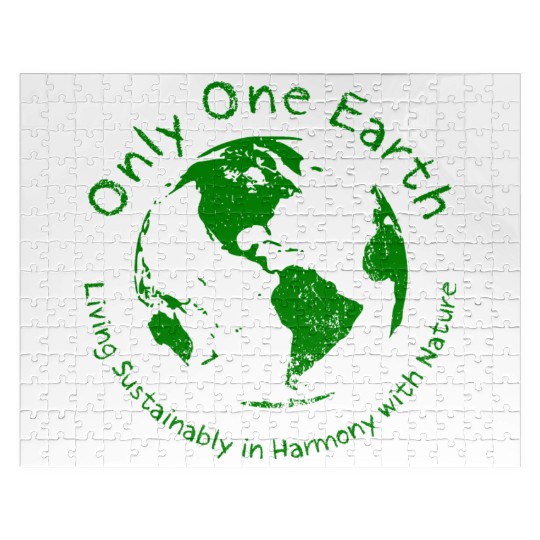Only One Earth - dark green vintage design Jigsaw Puzzles