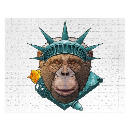 Statue Of Liberty Chimpanzee 4th Of July Animal US Jigsaw Puzzles