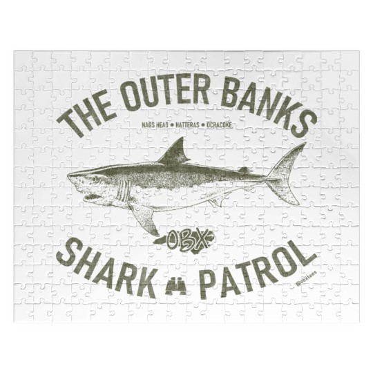 OBX Shark Patrol OBX Vintage Army Green Jigsaw Puzzles