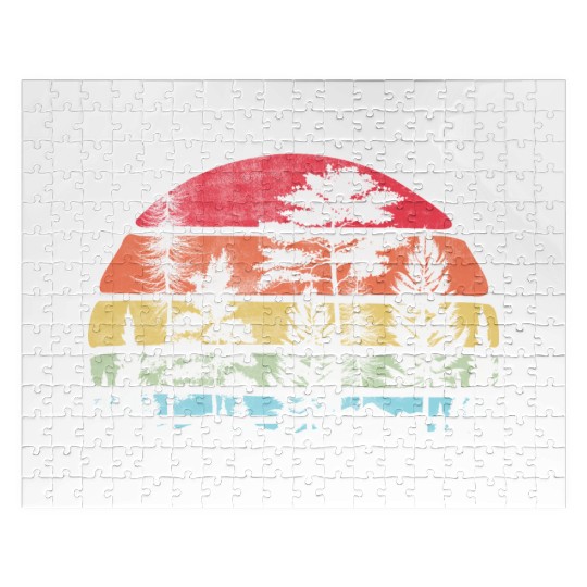 Retro Style Wildlife Trees Outdoors Nature Forest Jigsaw Puzzles
