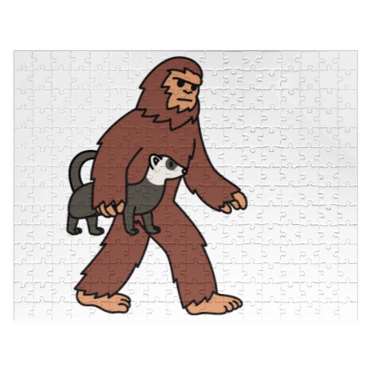 Bigfoot Sasquatch Walking Ferret Jigsaw Puzzles
