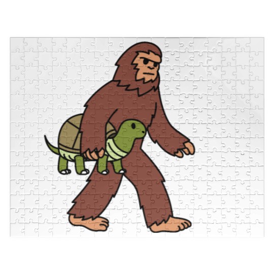 Bigfoot Sasquatch Walking Tortoise Jigsaw Puzzles