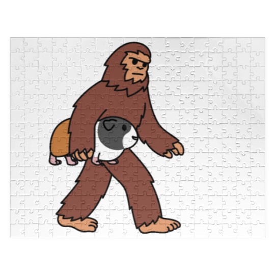 Bigfoot Sasquatch Walking Guinea Pig Jigsaw Puzzles