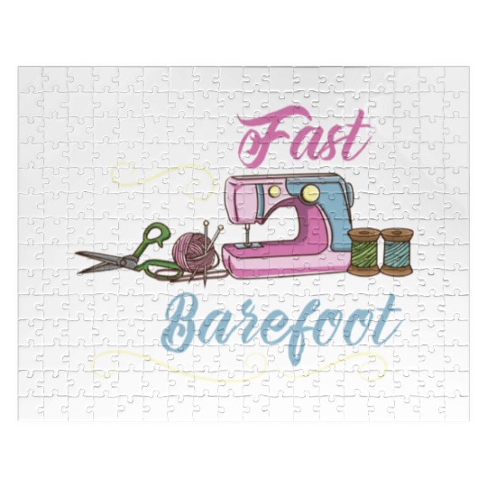 I Drive Fast And Barefoot For Sewing Lover Jigsaw Puzzles