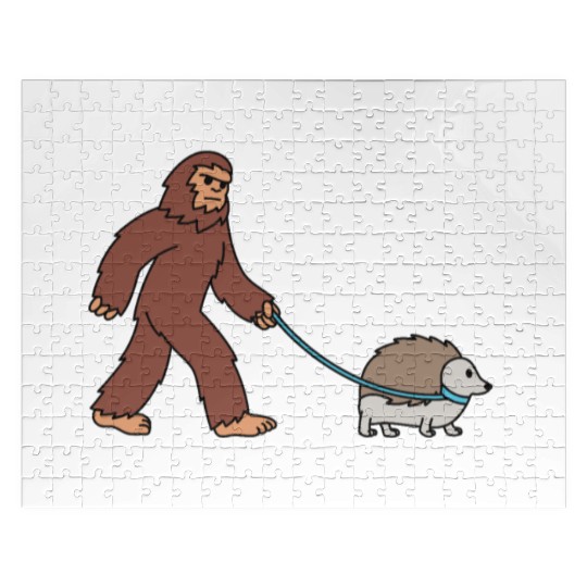 Bigfoot Sasquatch Walking Hedgehog Jigsaw Puzzles