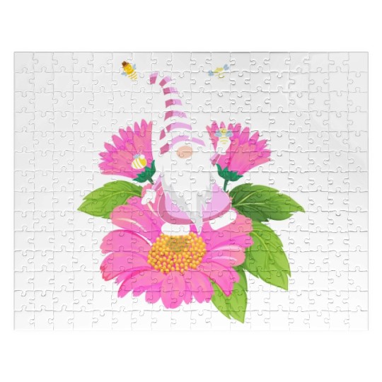 Cute Gnome Flower Gardening Gnomes Bee Jigsaw Puzzles