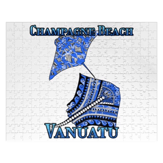 Champagne Beach Vacation Tribal Stingrays Jigsaw Puzzles