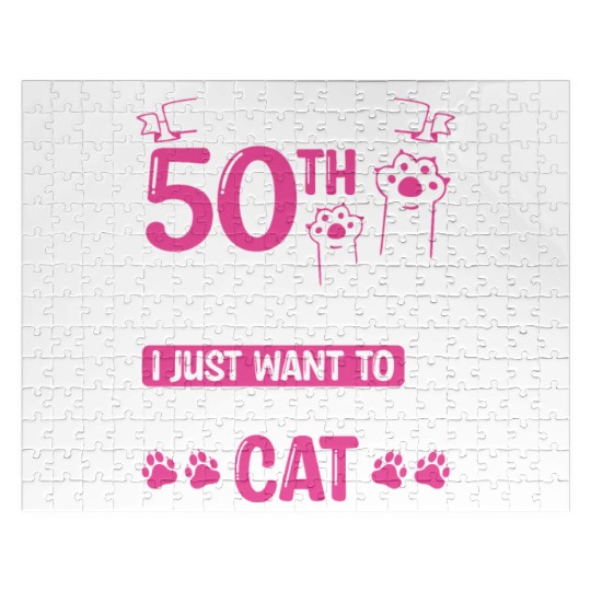 50 Year Old Cat Mom my Cat Dad Kitty 50th Birthday Jigsaw Puzzles