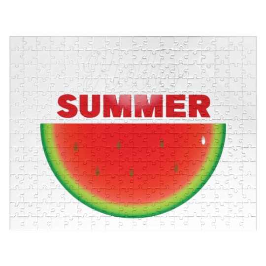 Hello Summer, Hello summer slogan on watermelon Jigsaw Puzzles