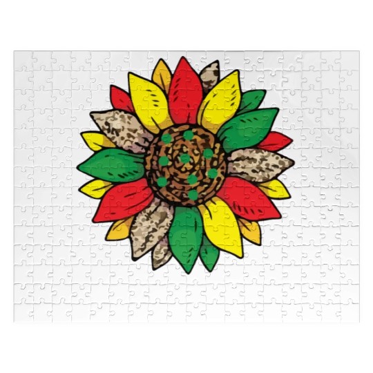 Juneteenth sunflower , African American holiday Jigsaw Puzzles