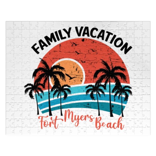 Family Vacation 2022 Palm Tree Florida Fort Myers Jigsaw Puzzles