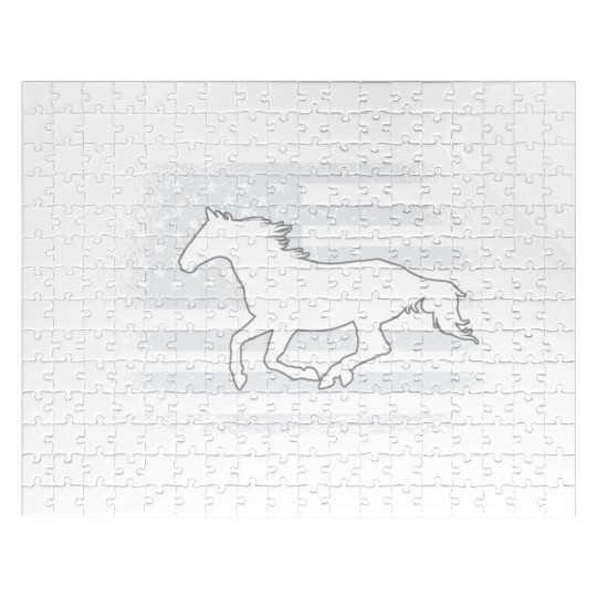 Patriotic Horse American Flag Horseback Riding Jigsaw Puzzles