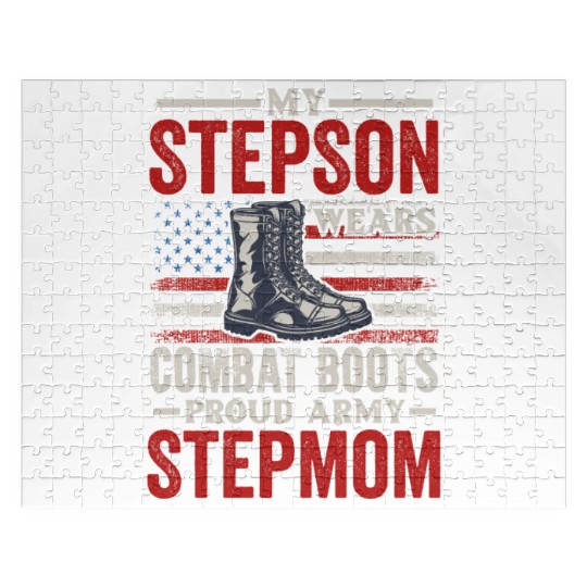 My Step Son Wears Combat Boots Proud Army Stepmom Jigsaw Puzzles
