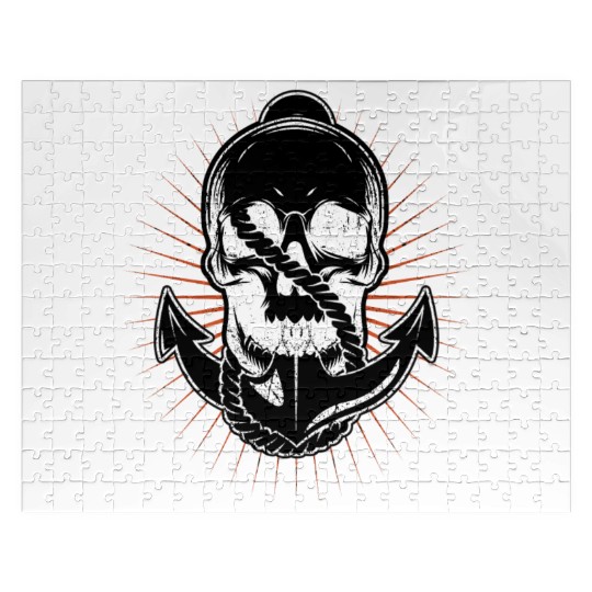 Anchor and skull boat captain Maritime skeleton Jigsaw Puzzles
