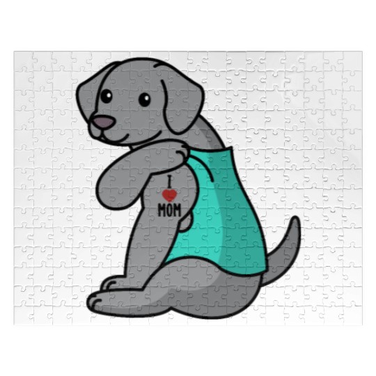 I Love Mom Tattoo Weimaraner Jigsaw Puzzles