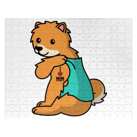 I Love Mom Tattoo Pomeranian Jigsaw Puzzles