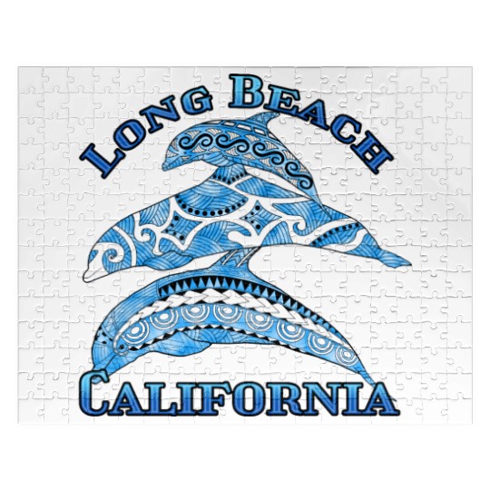 Long Beach California Vacation Tribal Dolphins Jigsaw Puzzles