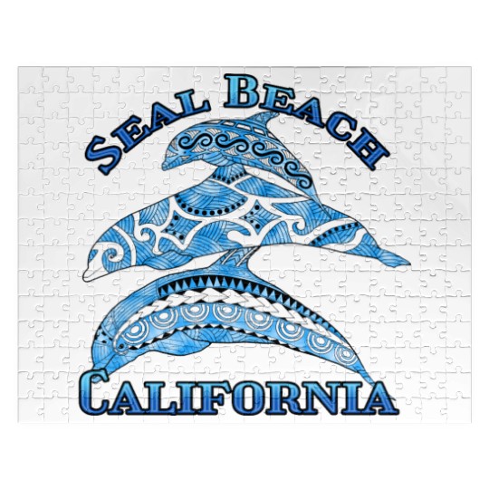 Seal Beach California Vacation Tribal Dolphins Jigsaw Puzzles