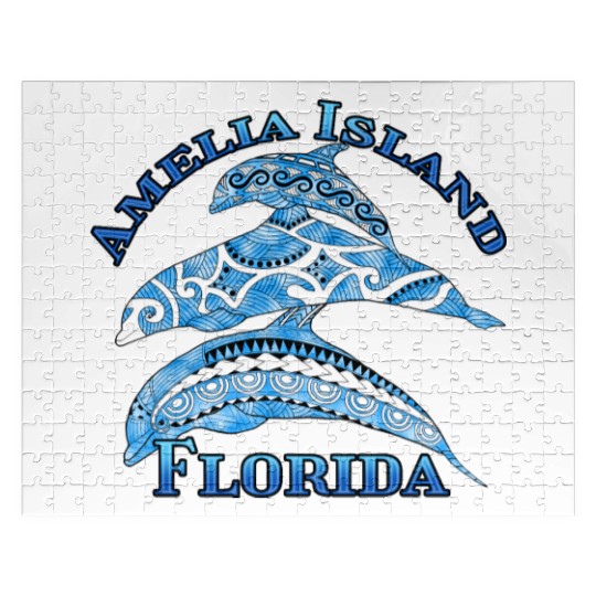 Amelia Island Florida Vacation Tribal Dolphins Jigsaw Puzzles