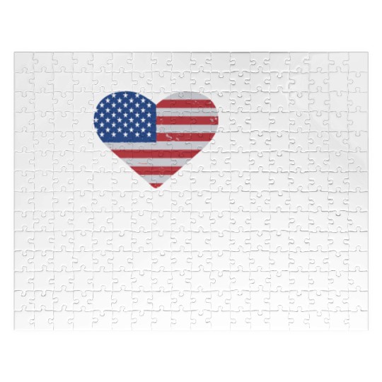 Patriotic American Flag I Heart Freedom, I Love Jigsaw Puzzles