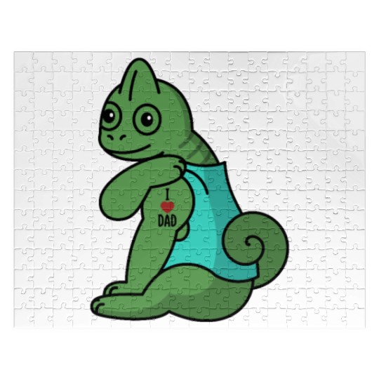 I Love Dad Chameleon Reptile Jigsaw Puzzles
