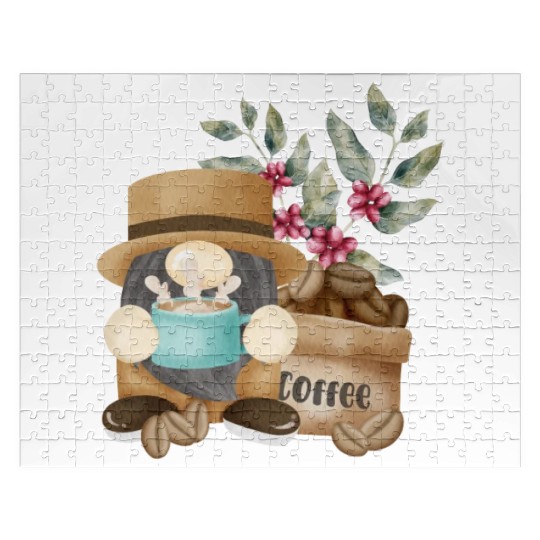 Coffee Gnome Gardening Funny Gnomes Jigsaw Puzzles