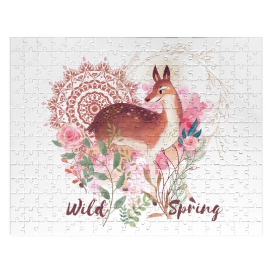 Sweet Deer In Wild Spring - 5 Jigsaw Puzzles