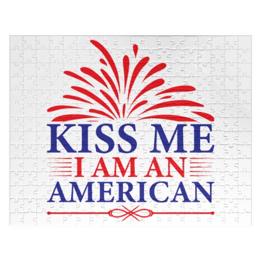 Kiss Me I Am An American Independence day Jigsaw Puzzles
