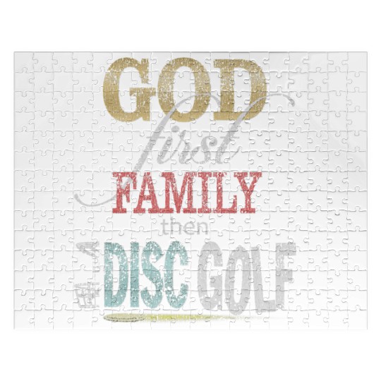 God First Family Then Disc Golf Distressed Jigsaw Puzzles