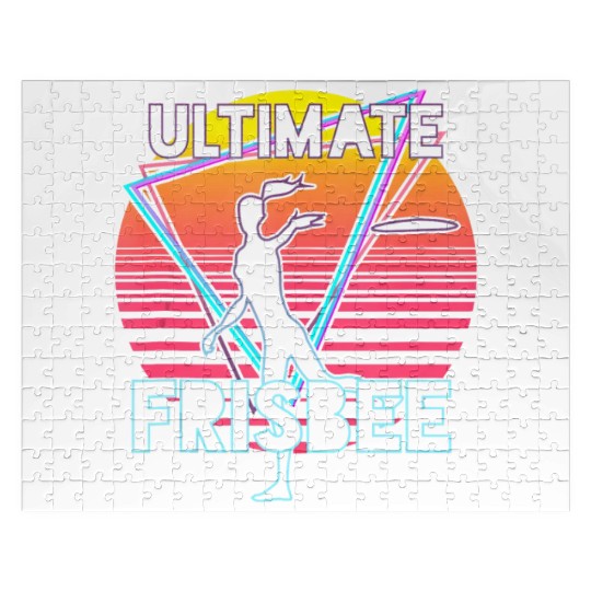 Retro Ultimate Frisbee Players Team Sports Disc Jigsaw Puzzles