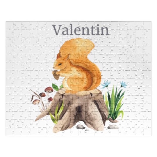 Forest Animal Squirrel Flowers Name Valentine Jigsaw Puzzles