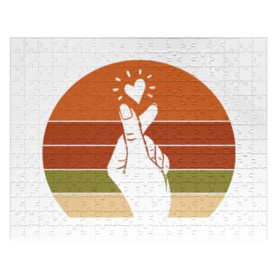 K-Pop K-Drama Finger Heart Retro Jigsaw Puzzles