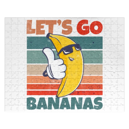 Retro Vintage Let's Bananas Funny Cool Banana Jigsaw Puzzles