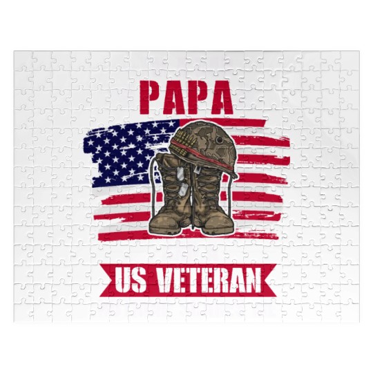 US Veteran Dad American Flag Patriotic Jigsaw Puzzles