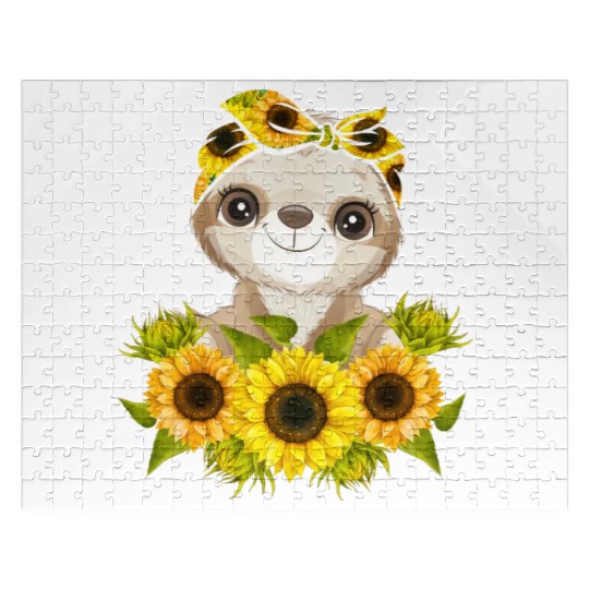 Sunflower Sloth Garden Girls Mother Gardening Jigsaw Puzzles