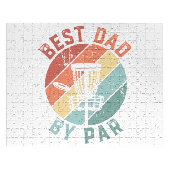 Retro Best Dad By Par Disc Golf Fathers Day Jigsaw Puzzles